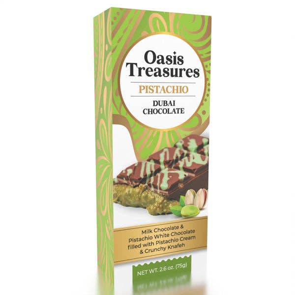 Dubai Chocolate Bar Pistachio by Oasis Treasures 75gm/2.65oz