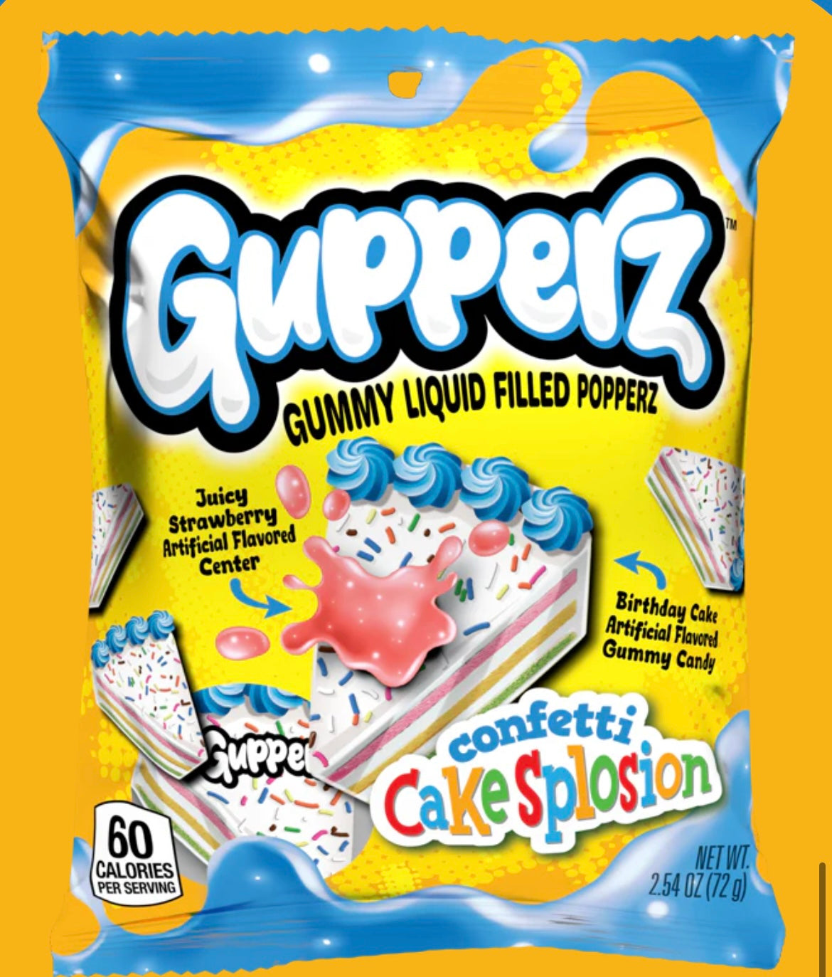 Gupperz Birthday Cake Slice with jelly center