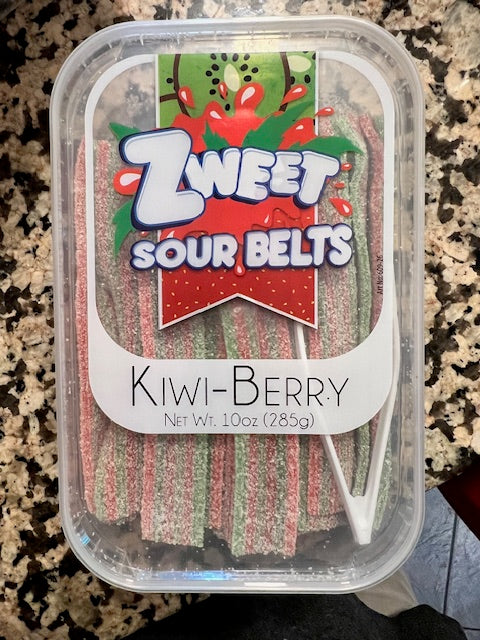 Zweet Brand Kiwi- Berry Sour Belts 10 oz Container