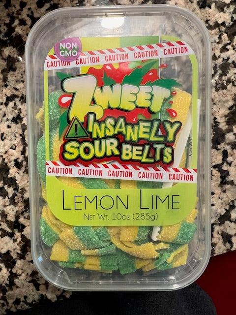 Zweet Brand Lemon Lime Sour Belts 10 oz Container