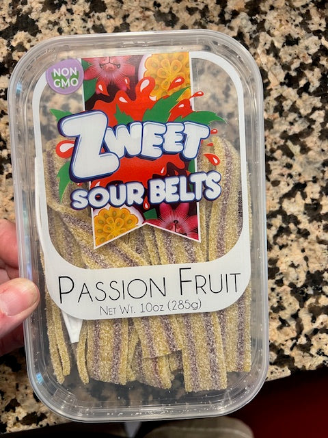 Zweet Brand Passion Fruit Sour Belts 10 oz Container