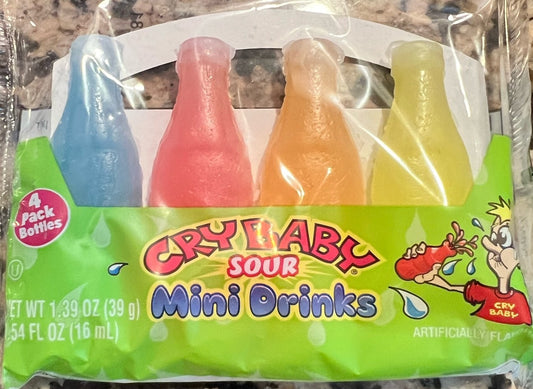 Cry Baby Sour Mini Drink Wax Bottle 1 package of 4